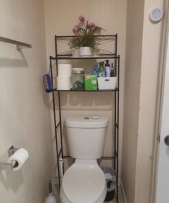 Zenna Home Over the Toilet Storage, Metal Bathroom Spacesaver with 3 Shelves, Cross-Style Storage Cabinet, Easy Assembly, Oil Rubbed Bronze Over-the-Toilet Spacesaver 26 61CRizd7gcL