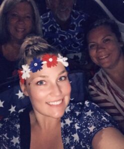 LUX ACCESSORIES Floral Flower Crown Stretch Headband Blue,White,Red 21 61CTXQS27hL