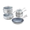 ZWILLING Spirit 3-ply 10-pc Stainless Steel Ceramic Nonstick Pots and Pans Set, Dutch Oven, Fry Pan 10-pc Ceramic