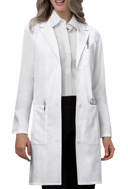 VOGRYE Professional Lab Coat for Women Men Long Sleeve, White, Unisex X-Large