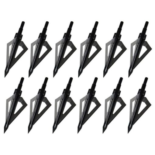 Sinbadteck Hunting Broadheads, 12PK 3 Blades Archery Broadheads 100 Grain Screw-in Arrow Heads Arrow Tips Compatible with Traditional Bows and Compound Bow Black