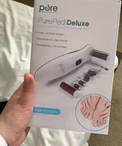 Pure Enrichment® PurePedi Deluxe 10-Piece at-Home Professional Manicure and Pedicure Electric Nail File Kit - Cordless Electric Nail Drill and Callus Remover Tool with Protective Cap 30 61CctNcSCCL