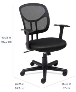Amazon Basics Mesh Mid-Back Adjustable-Height 360-Degree Swivel Office Desk Chair with Armrests and Lumbar Support, Black 32 61Ce1uQma5L