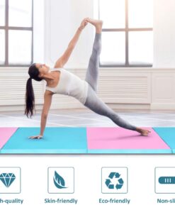 Giantex 4'x10' Gymnastics Mat, 2" Thick Folding Tumbling Mat with Hook and Loop Fastener, Foldable Gym Mat with Carrying Handles, Cheer Mats for Kids Adults Home Exercise Aerobics Fitness Baby Pink/Blue 16 61CeSRQLR1L