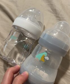 MAM Easy Start Anti-Colic Bottle, 5 oz (1-Count), Newborn Essentials, Slow Flow Bottles with Silicone Nipple, Unisex Baby Bottles, White 1 Count (Pack of 1) 33 61Cf59REj0L