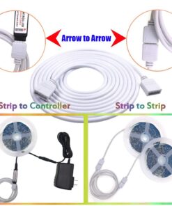 RGBZONE 2 Pack 2.5M 8.2ft Extension Cable Connect Female Plug to SMD 5050 RGB LED Strip Light with Free 4pcs 4pin Connector 2.5 11 61Cfg3u2p6L