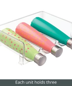 mDesign Plastic Free-Standing Stackable 3 Bottle Storage Holder Rack - Water, Wine, and Drink Organizer Shelf for Kitchen Countertop, Cabinet, Pantry, Fridge, Freezer, 4 Pack - Clear Pack of 4 31 61Ch3bFZpWL 1