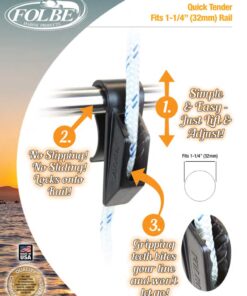 Folbe F045 - Quick Tender - Boat Fender Hanger Adjuster Clip (Sold in Pairs) - Fits 1 1/4" (32 mm) Rails - Black 6 61ChSchYvBL