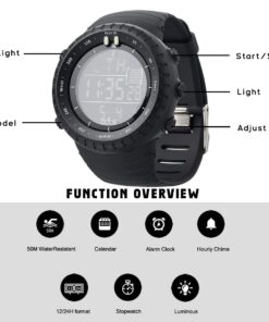 PALADA Men's Digital Sports Watch Waterproof Tactical Watch with LED Backlight Watch for Men Black 28 61Ck MX QkL