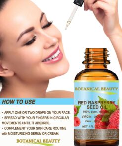 RED RASPBERRY SEED OIL 100% Pure/Natural/Virgin. Cold Pressed/Undiluted Carrier Oil. For Face, Hair and Body. 1 Fl.oz.- 30 ml. by Botanical Beauty 1 Fl Oz (Pack of 1) 14 61CkOh8hNmL