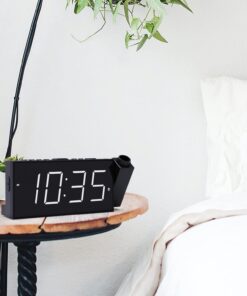Projection Digital Alarm Clock for Ceiling,Wall,Bedroom - FM Radio,7” Large Number & 5 Dimmers,350°Projector,USB Charger,Sleep Timer,Plug in & Battery Backup,Loud Dual Alarm Clock for Heavy Sleepers White Display Number,red Projection Number 31 61Co Ix SzL