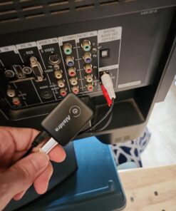 Aisidra Bluetooth Transmitter Receiver V5.0 Bluetooth Adapter for Audio, 2-in-1 Bluetooth AUX Adapter for TV/Car/PC/MP3 Player/Home Theater/Switch, Low Latency, Pairs 2 Devices Simultaneously Black 29 61CoqXohzLL