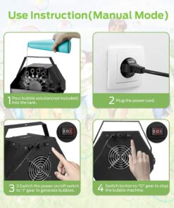 Theefun Bubble Machine: Wired and Wireless Remote Control Bubble Blower Machine with Over 800+ Bubbles/M, Plug-in Kids Bubble Machine for Parties Wedding Birthday-Indoor & Outdoor Use with AC Adapter 19 61CrslZxiKS