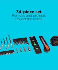 BLACK+DECKER 20V MAX Drill & Home Tool Kit, 34 Piece (BDCD120VA) , Orange Drill & Home Tool Kit Only 11 61CtK veOfS