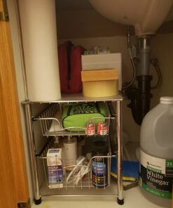 Simple Houseware Stackable 2 Tier Sliding Basket Organizer Drawer, Chrome 2-Tier 34 61CuF9DipJL