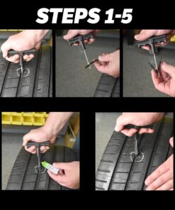 Slime 1034-A Tire Repair Reamer Plug Kit, Medium Heavy Duty Strings, T Handle Type and Glue, 8 Piece Set 37 61CvAm98ZoL