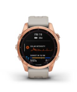 Garmin fenix 7S , Smaller sized adventure smartwatch, with Solar Charging Capabilities, Rugged outdoor watch with GPS, touchscreen, health and wellness features, rose gold with light sand band 7S Solar 8 61Cvkouq7L