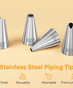 Kootek 42pcs Piping Bags and Tips Set, Cake Decorating Supplies Kits for Baking with 36 Numbered Frosting Icing Tips, 2 Reusable Pastry Bags, Easy Carry Storage Box and Other Baking Tools 31 61CwEANbUvL