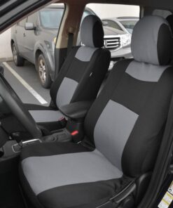 BDK Two-Tone PolyPro Car Seat Covers Full Set with Motor Trend Heavy Duty Rubber Car Floor Mats, Black & Gray – Interior Covers for Auto Truck Van SUV Black & Grey 14 61CxEFTsddL