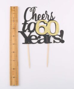 LVEUD Black Font Golden Numbers Cheers to 60 Years Happy Birthday Cake Topper -Wedding,Anniversary,Birthday Party Decorations (60th) 17 61CxmcgvisL