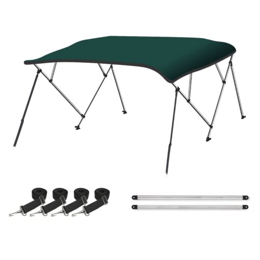 Naviskin 10 Optional Colors Available 3-4 Bow 13 Different Size Bimini Top Cover Includes Mounting Hardwares,Storage Boot with 1 Inch Aluminum Frame Green 4 Bow 8'L x 54" H x 54"-60" W