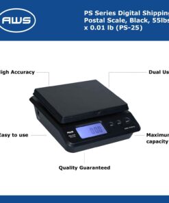 AMERICAN WEIGH SCALES Digital Shipping Postal Scale, Package Postage Scale 55lbs. x 0.01lbs. (Black), PS-25 21 61D2E61NlqL