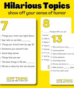 OFF TOPIC Party Game for Adults - Fun Adult Board Games for Groups of 2-8 Players - Hilarious Game Night Card Game for Friends, Family & More Yellow 30 61D2vrtFHkL
