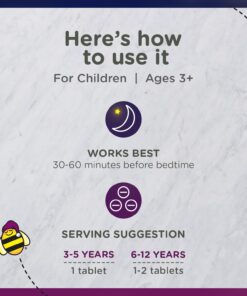 Zarbee's Kids 1mg Melatonin Chewable Tablet, Drug-Free & Effective Sleep Supplement, Easy to Take Natural Grape Flavor Tablets for Children Ages 3 and Up, 30 Count Grape Tablets, 30ct 31 61D4CpC3PHL