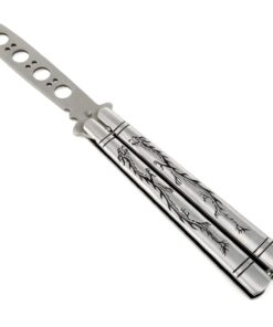 Yuzlder Practice Butterfly Knife, Stainless Steel Balisong Trainer Unsharpened Blade with Spring Latch, Smooth Action Butterfly Knife Trainer 12 61D4MjtaT6L