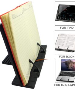 Desk Book Holder For Books, Documents, Laptops, iPads, Cookbooks, And So On - Foldable And Portable Book Stand For All Tables And Desks – Angle Adjustable Book Holder 16 61D69FTUPqL