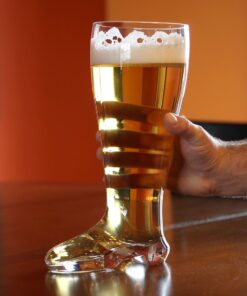 Lily's Home Das Boot Oktoberfest Beer Stein Glass, Great for Restaurants, Beer Gardens, and Parties, Funny Bachelor Party Gift, Jackboot Style, King Size (2 Liter Capacity, 12" H x 4.75" W x 6.88" D) 2 Liter 9 61D79sRFbDL
