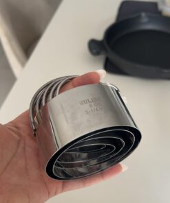 HULISEN Biscuit Cutter Set (5 Pieces/Set), Round Cookies Cutter with Handle, Professional Baking Dough Tools, Gift Package 5 Sizes - Flat 40 61D8X XufNL