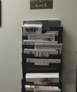 Wallniture Lisbon Metal Wall File Holder Organizer, 5-Tier File Folders Letter Size Magazine Holder and Office Decor, Gray 15 61D8enBo4xL