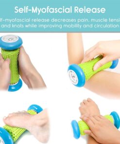 Pasnity Foot Massage Roller Spiky Ball Foot Pain Relief Massager Relieve Plantar Fasciitis and Heel Foot Arch Pain and Relax Shoulder Foot Back Leg Hand, Included 1 Roller & 2 Spiky Balls (Light Blue) 11 61DA5E5Ld0L