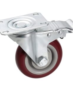 COOCHEER 4’’ Swivel Caster Wheels 1200lbs with Top Plate & Bearing Heavy Duty On Red Polyurethane Wheels Set of 4 (2 Swivel Without Brake, 2 Swivel with Brakes) 4 Inch-Half with Brake 20 61DBop7vHzL