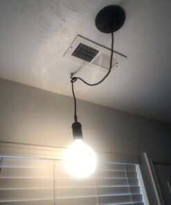 Globe Electric 64906 1-Light Pendant, Matte Black, Black Woven Fabric Cord, E26 Base Socket, Kitchen Island, Café, Decorative, Ceiling Hanging Light Fixture, Modern, Vintage, Bulb Not Included Without Bulb 40 61DDla5jiOL 1