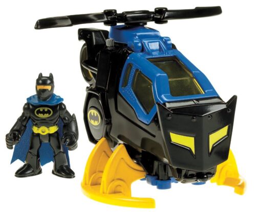 Fisher-Price Imaginext DC Super Friends Batman Toy Helicopter with Spinning Propellers and Batman Figure for Preschool Pretend Play Batcopter