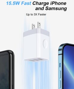 Alternative view of AILKIN 3-Port USB Wall Charger, 5V/3.1A, Compatible with iPhone, Samsung, Google Pixel, LG, HTC, Oneplus, ZTE, Kindle Fire, PS5, Safety Protection, Lightweight, Multipurpose White