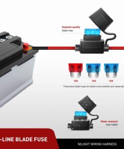 Nilight - NI-WA 02A LED Light Bar Wiring Harness Kit 12V On Off Switch Power Relay Blade Fuse for Off Road Lights LED Work Light,2 years Warranty,Black, Blue, Red, Green 10ft Wiring Harness 17 61DHdWWxJ8L