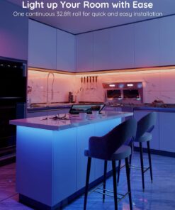 Govee 32.8ft Color Changing LED Strip Lights, Bluetooth LED Lights with App Control, Remote, Control Box, 64 Scenes and Music Sync Lights for Bedroom, Room, Kitchen, Party, 2 Rolls of 16.4ft 25 61DI 1gI8L