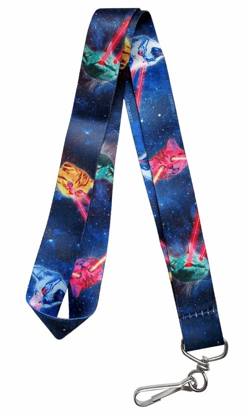 MemePinz Cute Laser Cats Premium Lanyard