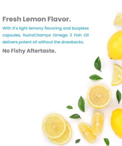 Omega 3 Fish Oil Supplements 3600mg with EPA & DHA | High Potency Omega 3 Supplement to Support Heart, Brain, Joints, Skin, Eyes & Immune Health | 180 Natural Lemon Burpless Fish Oil Capsules 29 61DOc ZfixL