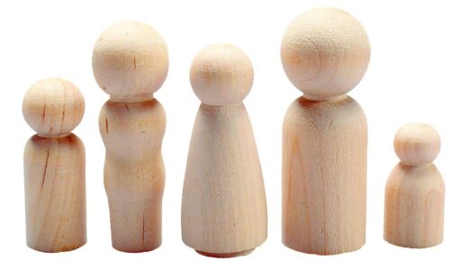 Hygloss Wood Peg Dolls – Craft Paintable Birchwood Doll People – Assorted Family, 40 Pieces Assorted, 40-Pack