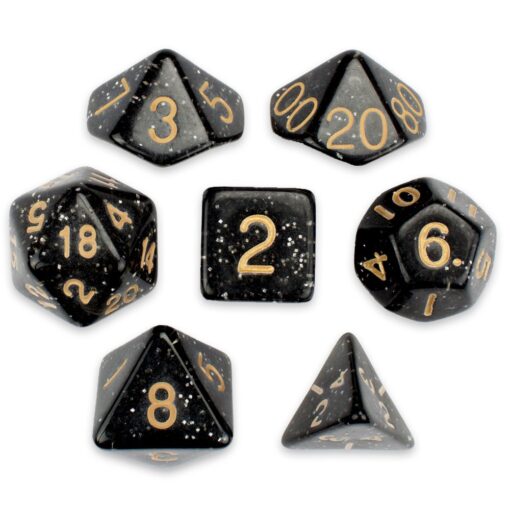 Wiz Dice Series II - Polyhedral Dice Set for Tabletop RPG Adventure Games with a Dice Bag - DND Dice Set, Suitable for Dungeons and Dragons, Magic The Gathering and Dice Games Alike - Stardust - 7 ct