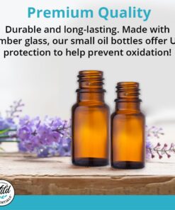 Wild Essentials 5ml Amber Glass Bottles with Euro Dropper Caps (12 Pack) - Great for Essential Oils, Perfumes and DIY Aromatherapy - Easy to Fill, Clean and Reuse - Protective and Durable 5ml-Pack of 12 15 61DTEZsXsaL