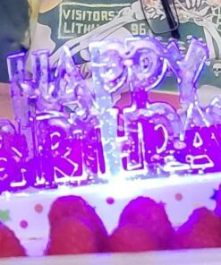 Dazzling Flashing Happy Birthday Cake Decoration - 3.25" x 4.75" (1 Count) - Perfect Celebration Centerpiece 28 61DU0YejuvL