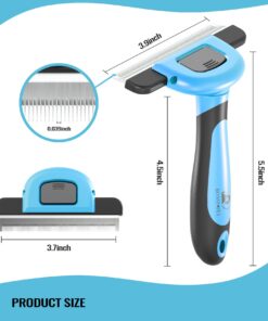 Bonve Pet Grooming Brush, Professional Deshedding Comb Tool for Dogs & Cats, Effectively Reduces Shedding by up to 95% for Short Medium and Long Pet Hair Blue 12 61DVlUFJZL