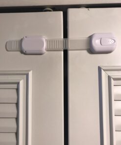 Baby Safety Locks | Child Proof Cabinets, Drawers, Appliances, Toilet Seat, Fridge and Oven | Tools Not Required | Uses 3M Adhesive with Adjustable Strap and Latch System (6-Pack, Brown) 38 61DWd3YAxCL