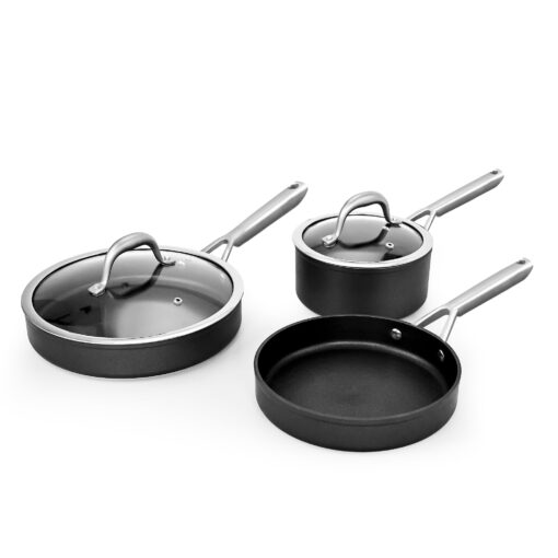 Wodillo Pots and Pans set, Nonstick Kitchen Cookware Sets, 5 PCS Induction Cookware Set, Non Stick Cooking Set w/Frying Pans & Saucepans,Dishwasher Safe, Oven Safe to 420°F 5PCS/Black