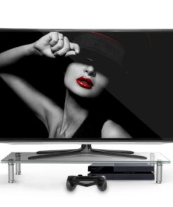 Eutuxia Type-M Tempered Glass Monitor Stand, TV, Laptop, Computer, All-in-One Desktop, Printer Stand/Riser.for Home, Office, Cubicle. Stay Organized & Save Space. 27.8 x 11 x 3.5" Type M 23 61DZko7P5nL